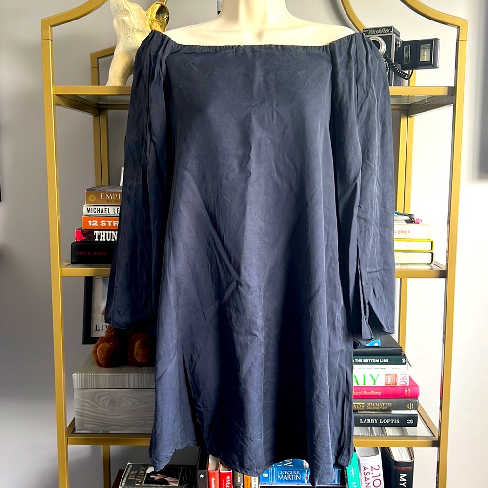 Dark blue off-shoulder dress